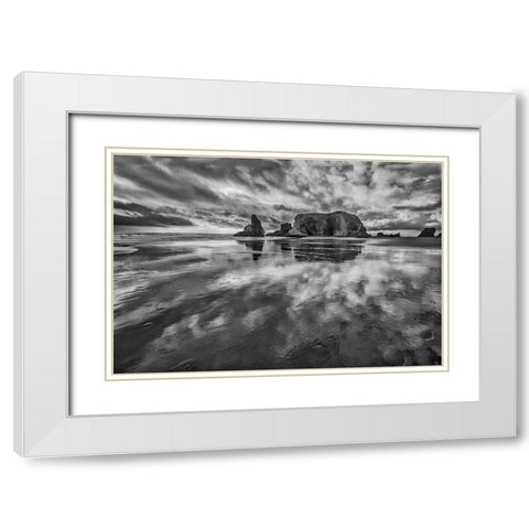Bandon Beach-Oregon White Modern Wood Framed Art Print with Double Matting by Ford, John
