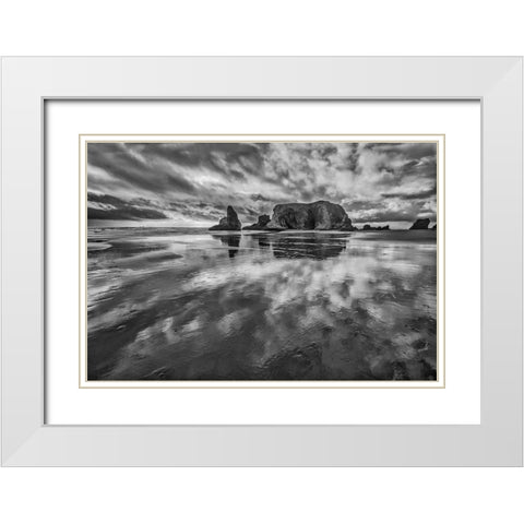 Bandon Beach-Oregon White Modern Wood Framed Art Print with Double Matting by Ford, John
