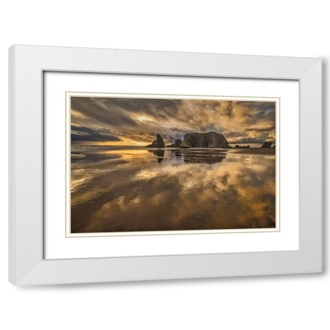 Bandon Beach-Oregon White Modern Wood Framed Art Print with Double Matting by Ford, John