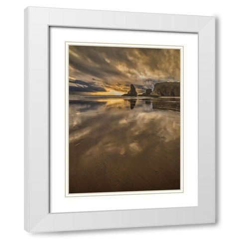 Bandon Beach-Oregon White Modern Wood Framed Art Print with Double Matting by Ford, John