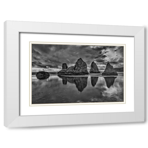 Bandon Beach-Oregon White Modern Wood Framed Art Print with Double Matting by Ford, John
