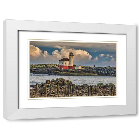 Coquille River Lighthouse-Bandon-Oregon White Modern Wood Framed Art Print with Double Matting by Ford, John