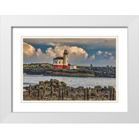 Coquille River Lighthouse-Bandon-Oregon White Modern Wood Framed Art Print with Double Matting by Ford, John