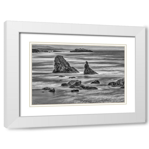 Bandon Beach-Oregon White Modern Wood Framed Art Print with Double Matting by Ford, John
