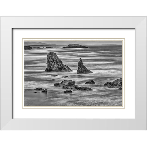 Bandon Beach-Oregon White Modern Wood Framed Art Print with Double Matting by Ford, John