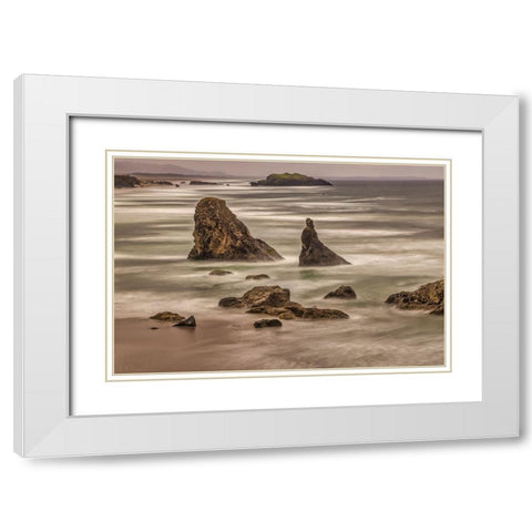 Bandon Beach-Oregon White Modern Wood Framed Art Print with Double Matting by Ford, John