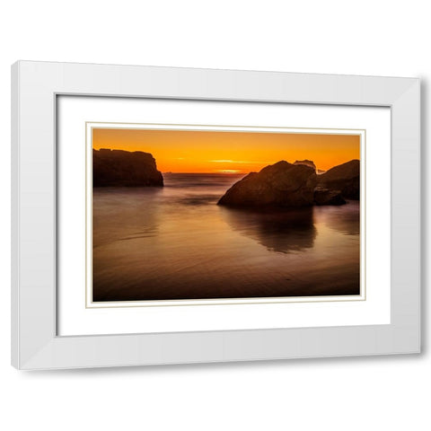 Bandon Beach-Oregon White Modern Wood Framed Art Print with Double Matting by Ford, John