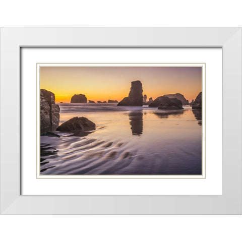 Bandon Beach-Oregon White Modern Wood Framed Art Print with Double Matting by Ford, John