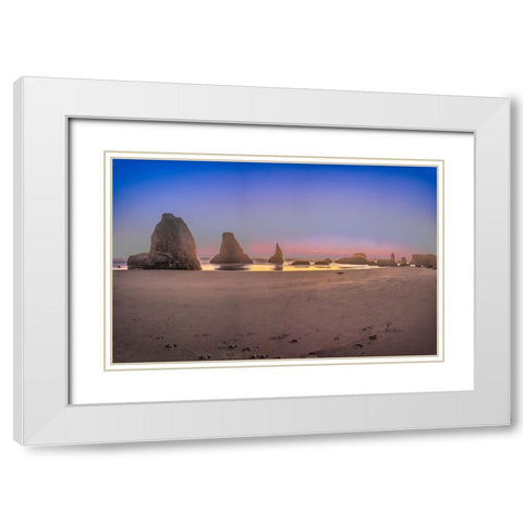 Bandon Beach-Oregon White Modern Wood Framed Art Print with Double Matting by Ford, John