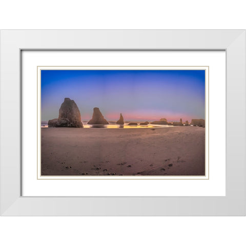 Bandon Beach-Oregon White Modern Wood Framed Art Print with Double Matting by Ford, John