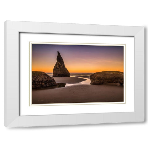 Bandon Beach-Oregon White Modern Wood Framed Art Print with Double Matting by Ford, John