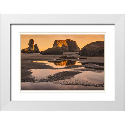 Bandon Beach-Oregon White Modern Wood Framed Art Print with Double Matting by Ford, John