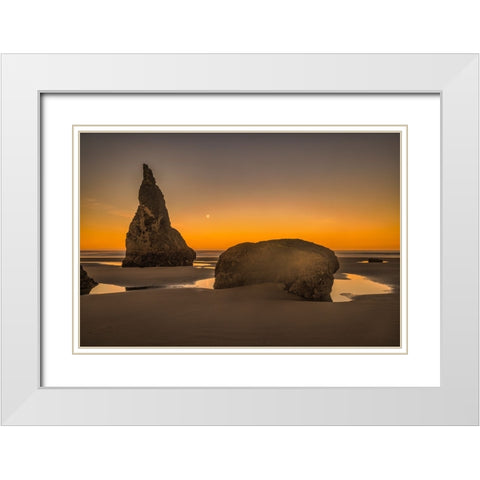 Bandon Beach-Oregon White Modern Wood Framed Art Print with Double Matting by Ford, John