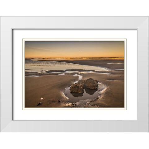 Bandon Beach-Oregon White Modern Wood Framed Art Print with Double Matting by Ford, John
