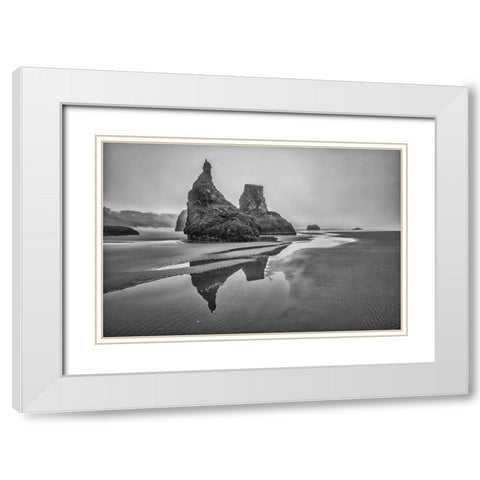 Bandon Beach-Oregon White Modern Wood Framed Art Print with Double Matting by Ford, John