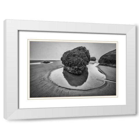 Bandon Beach-Oregon White Modern Wood Framed Art Print with Double Matting by Ford, John