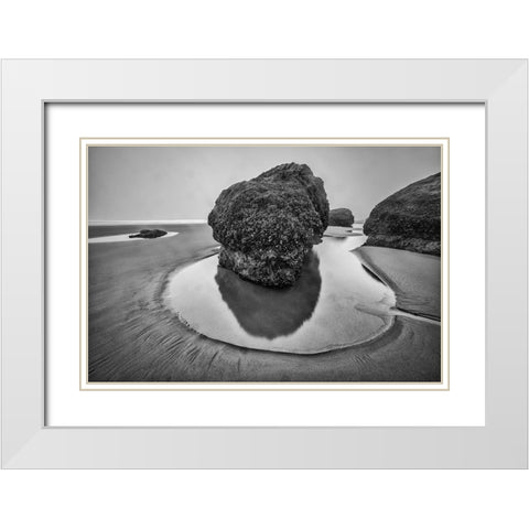 Bandon Beach-Oregon White Modern Wood Framed Art Print with Double Matting by Ford, John