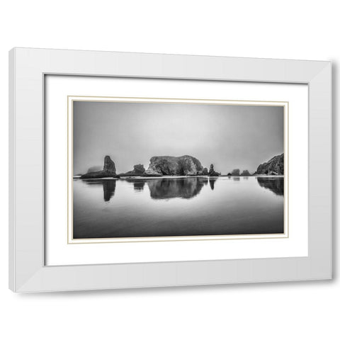 Bandon Beach-Oregon White Modern Wood Framed Art Print with Double Matting by Ford, John