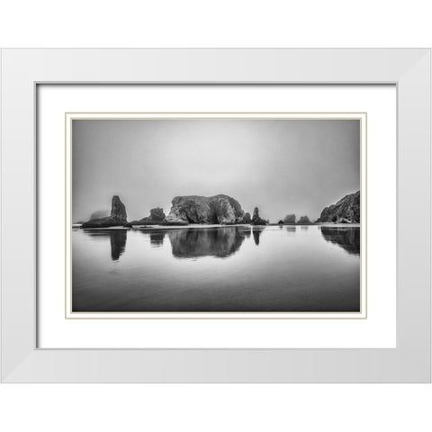 Bandon Beach-Oregon White Modern Wood Framed Art Print with Double Matting by Ford, John