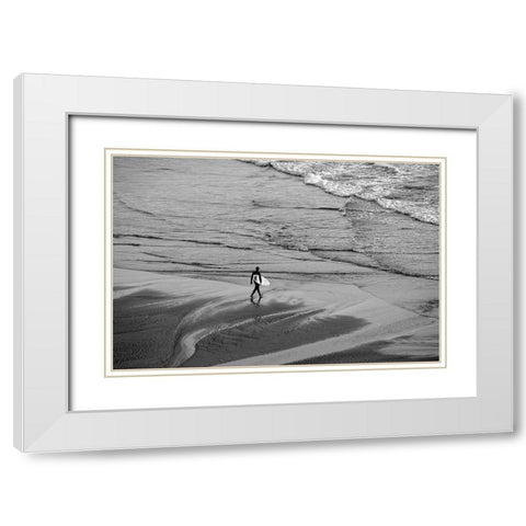 OR-Oregon Coast-Ecola State Park-Indian Beach-Going surfing White Modern Wood Framed Art Print with Double Matting by Wild, Jamie and Judy