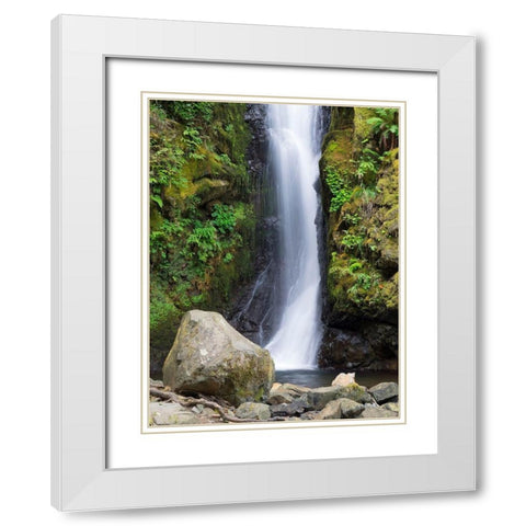OR-Columbia River Gorge National Scenic Area-Hole in the Wall Falls White Modern Wood Framed Art Print with Double Matting by Wild, Jamie and Judy