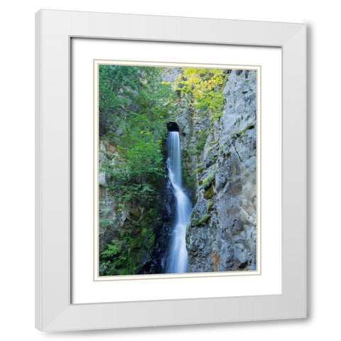 Oregon-Columbia River Gorge National Scenic Area-Hole in the Wall Falls White Modern Wood Framed Art Print with Double Matting by Wild, Jamie and Judy