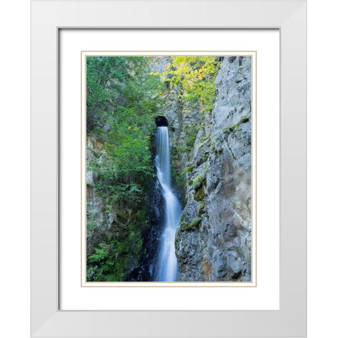 Oregon-Columbia River Gorge National Scenic Area-Hole in the Wall Falls White Modern Wood Framed Art Print with Double Matting by Wild, Jamie and Judy