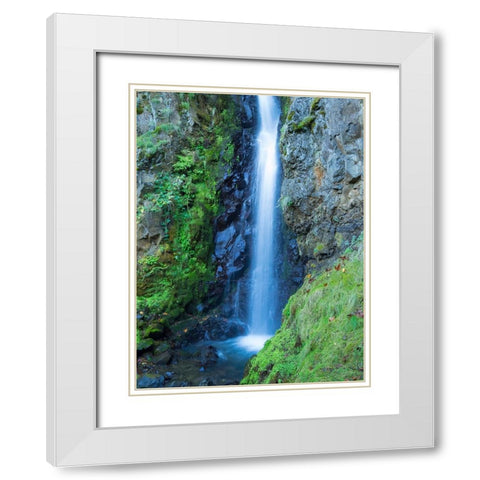 Oregon-Columbia River Gorge National Scenic Area-Warren Creek-at Hole in the Wall Falls White Modern Wood Framed Art Print with Double Matting by Wild, Jamie and Judy