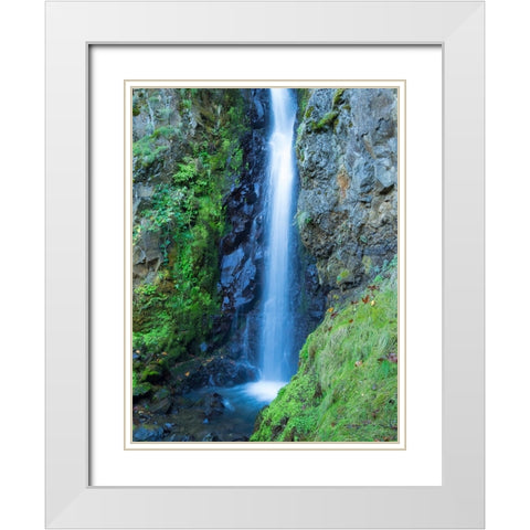 Oregon-Columbia River Gorge National Scenic Area-Warren Creek-at Hole in the Wall Falls White Modern Wood Framed Art Print with Double Matting by Wild, Jamie and Judy