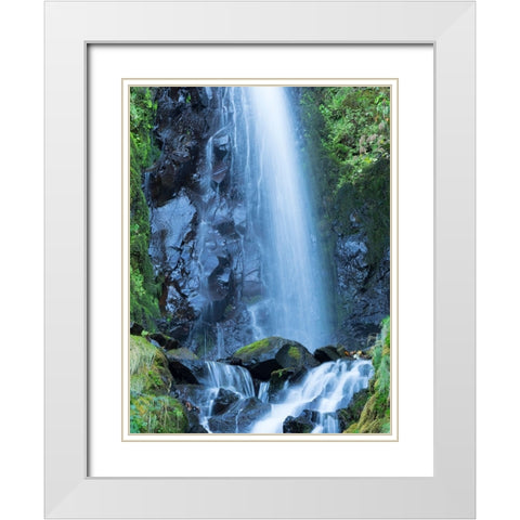 Oregon-Columbia River Gorge National Scenic Area-Warren Creek-at Hole in the Wall Falls White Modern Wood Framed Art Print with Double Matting by Wild, Jamie and Judy