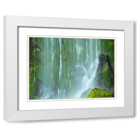 Oregon-Columbia River Gorge National Scenic Area-Lancaster Falls White Modern Wood Framed Art Print with Double Matting by Wild, Jamie and Judy