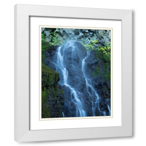 Oregon-Columbia River Gorge National Scenic Area-Cabin Creek Falls White Modern Wood Framed Art Print with Double Matting by Wild, Jamie and Judy