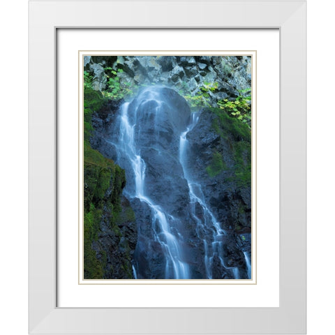 Oregon-Columbia River Gorge National Scenic Area-Cabin Creek Falls White Modern Wood Framed Art Print with Double Matting by Wild, Jamie and Judy