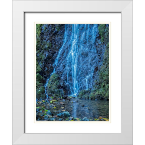 Oregon-Columbia River Gorge National Scenic Area-Cabin Creek Falls White Modern Wood Framed Art Print with Double Matting by Wild, Jamie and Judy