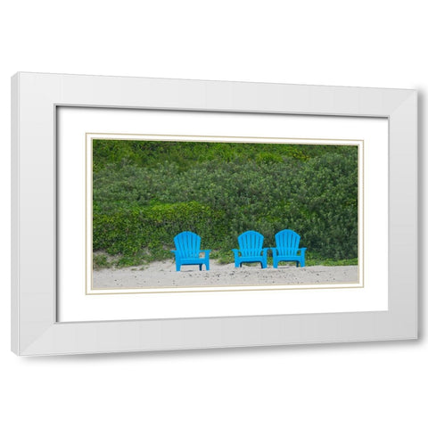 Oregon-chairs on Cannon Beach White Modern Wood Framed Art Print with Double Matting by Wild, Jamie and Judy