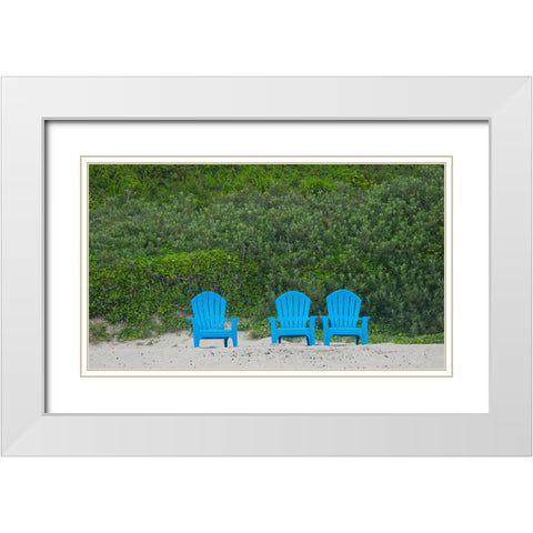 Oregon-chairs on Cannon Beach White Modern Wood Framed Art Print with Double Matting by Wild, Jamie and Judy