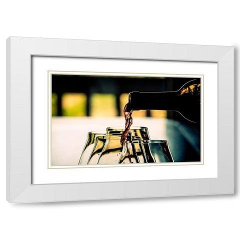 Oregon-Willamette Valley Dramatic pour of pinot noir in an Oregon winery White Modern Wood Framed Art Print with Double Matting by Duval, Richard