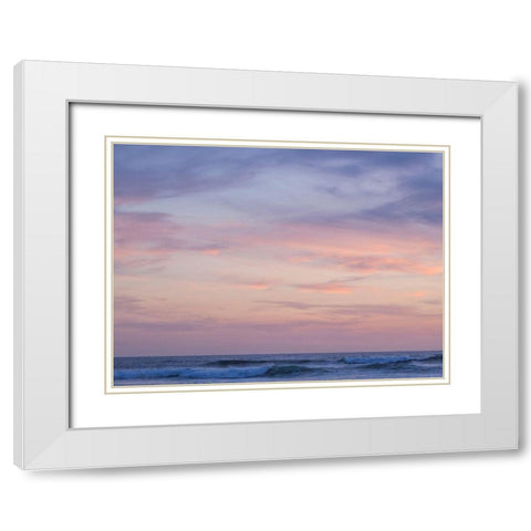 Oregon-Cape Arch-Pacific ocean evening light on surf White Modern Wood Framed Art Print with Double Matting by Gulin, Sylvia