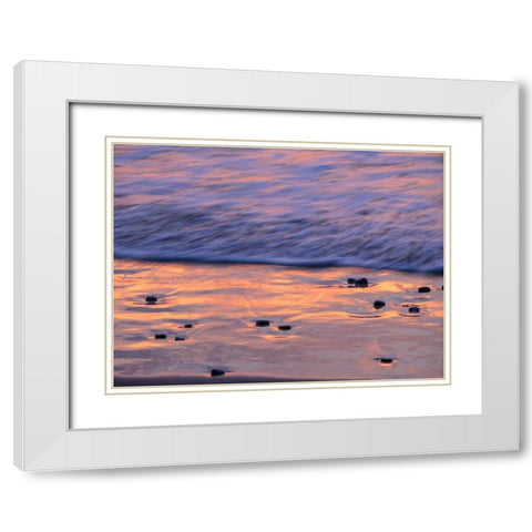 Oregon-Cape Arch-Pacific ocean evening light on surf White Modern Wood Framed Art Print with Double Matting by Gulin, Sylvia