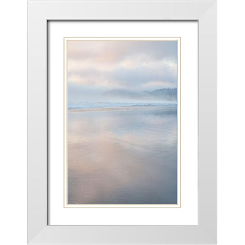 Oregon-Cannon Beach looking to the north along the Pacific Coast line White Modern Wood Framed Art Print with Double Matting by Gulin, Sylvia