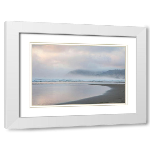 Oregon-Cannon Beach looking to the north along the Pacific Coast line White Modern Wood Framed Art Print with Double Matting by Gulin, Sylvia