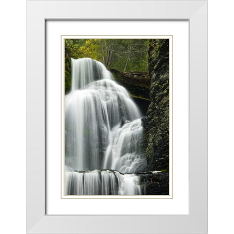 PA, Delaware Water Gap, Dingmans Falls White Modern Wood Framed Art Print with Double Matting by OBrien, Jay