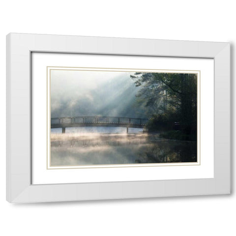 Georgia Sunlit mist on bridge over lake White Modern Wood Framed Art Print with Double Matting by Rotenberg, Nancy
