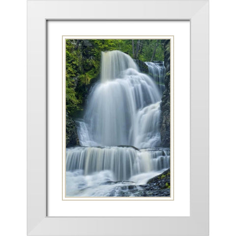 PA, Dingmans Ferry Dingmans Falls and forest White Modern Wood Framed Art Print with Double Matting by OBrien, Jay