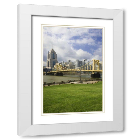 PA, Pittsburgh Bridge over the Allegheny River White Modern Wood Framed Art Print with Double Matting by Flaherty, Dennis