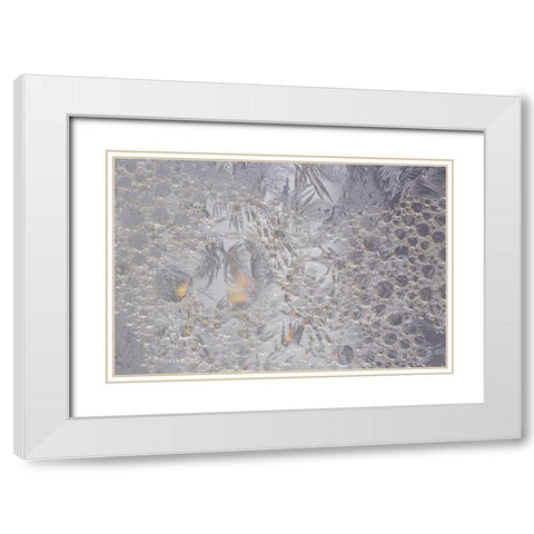 Pennsylvania Frosty window pane and soap bubbles White Modern Wood Framed Art Print with Double Matting by Anon, Ellen