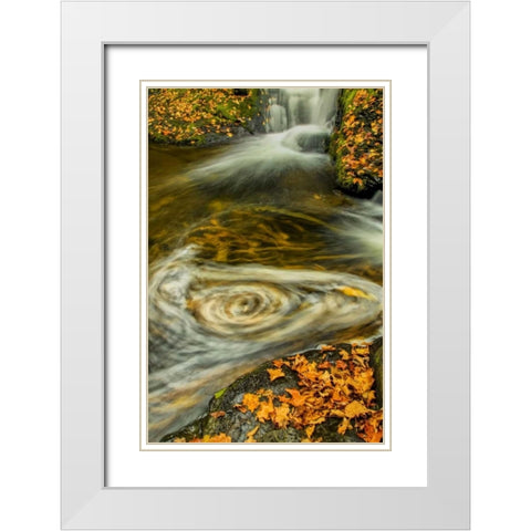 PA, Delaware, Water gap NRA Waterfall and pool White Modern Wood Framed Art Print with Double Matting by OBrien, Jay