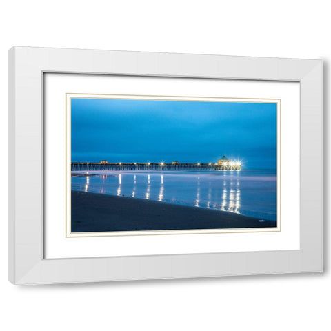 South Carolina Early cloudy morning at Folly Beach White Modern Wood Framed Art Print with Double Matting by Looney, Hollice