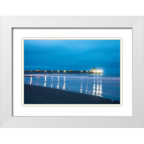 South Carolina Early cloudy morning at Folly Beach White Modern Wood Framed Art Print with Double Matting by Looney, Hollice