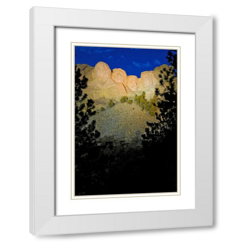 SD, Mount Rushmore lit at twilight White Modern Wood Framed Art Print with Double Matting by Lord, Fred
